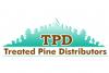 a logo with trees and text